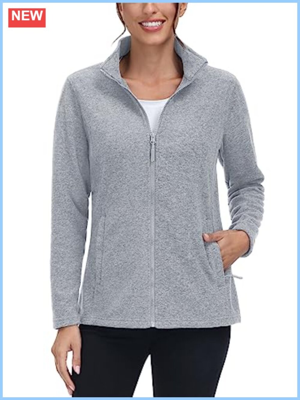 Women's Fleece Zip Up Jacket Light Warm Sweater with Pockets